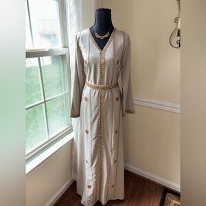 Elegant Cream and Gold Women's Dress